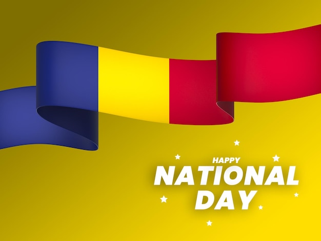 PSD romania flag element design national independence day banner ribbon psd