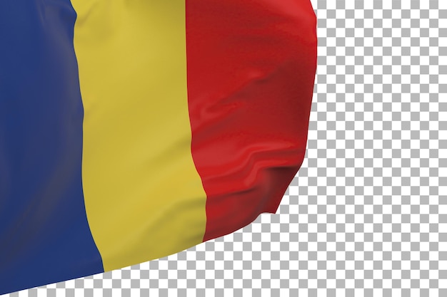 Флаг Румынии изолирован. Размахивая знаменем. Государственный флаг Румынии