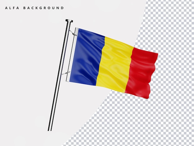 Romania high quality flag in realistic 3d render