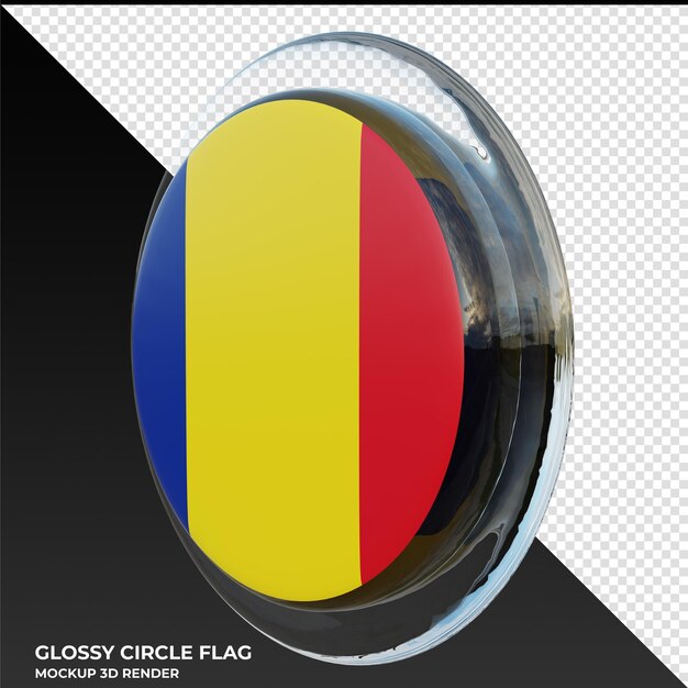 PSD romania0002 realistic 3d textured glossy circle flag