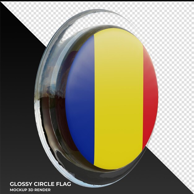 PSD romania0003 realistic 3d textured glossy circle flag