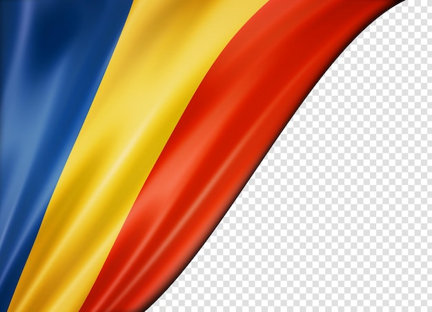 PSD bandiera rumena isolata su banner bianco
