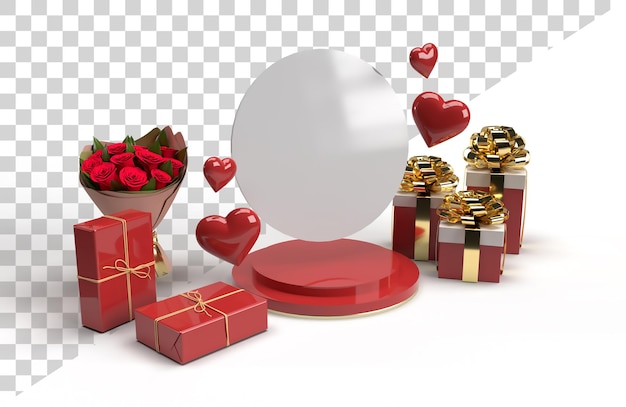 PSD celebrazione romantica scena scena 3d per san valentino con regalo