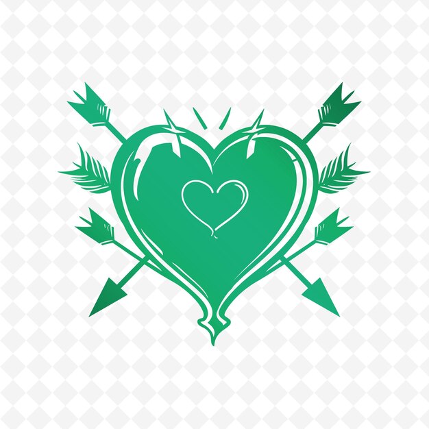 PSD romantic bleeding heart logo with decorati creative vector design of nature collection