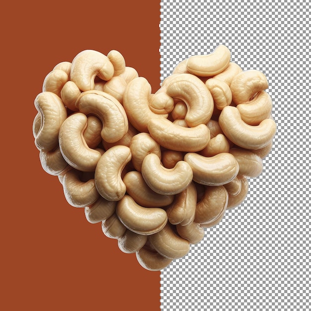 Romantic cashew nut heart arrangement png