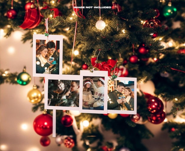 PSD romantic christmas hanging photo mockup