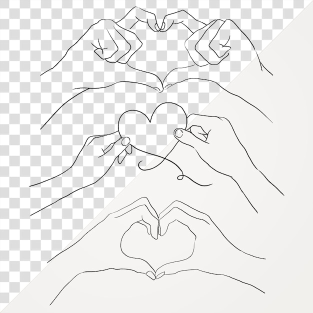 Романтические жесты рук для пары PSD для Valentines Day