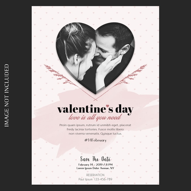 PSD invito di san valentino romantico, creativo, moderno e di base, biglietto di auguri e photo mockup