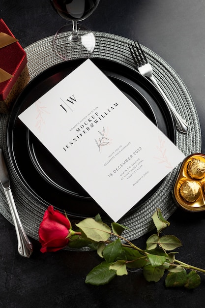 romantic dinner invitation mockup design