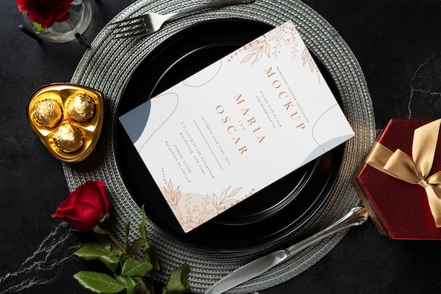 Romantic dinner invitation mockup design