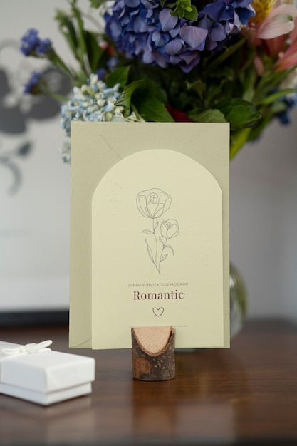 PSD romantic dinner invitation mockup