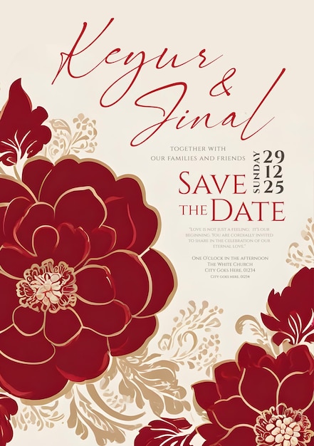 PSD romantic floral wedding invitation card design template