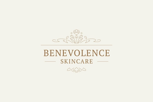 Romantic flower botanical outline logo design template for beauty salon