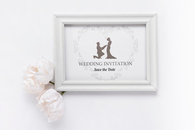 romantic frame with wedding invitation