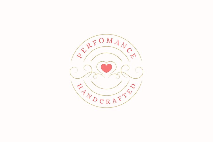 PSD 황금 컬러를 가진 만적 인 심장 원 미니멀 라인 로고 디자인 템플릿 결혼 초대