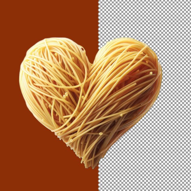 PSD spaghetti romantici a forma di cuore con salsa di pomodoro png