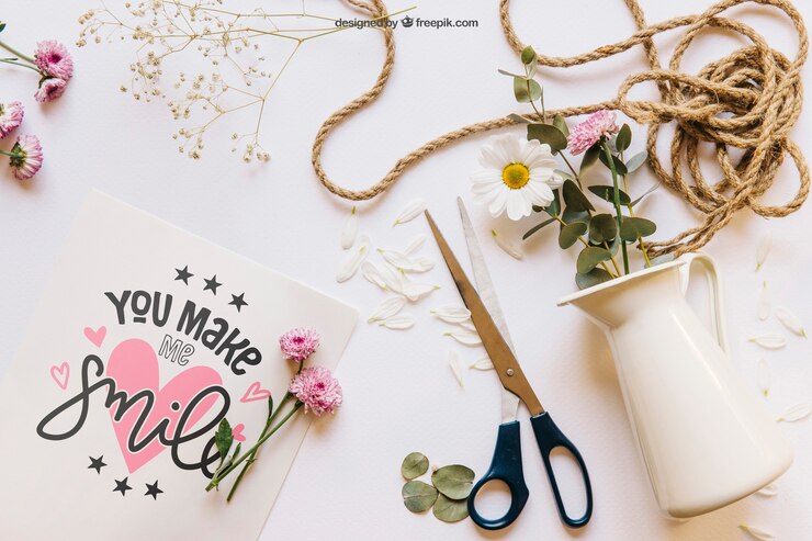 PSD romantic mockup with rope