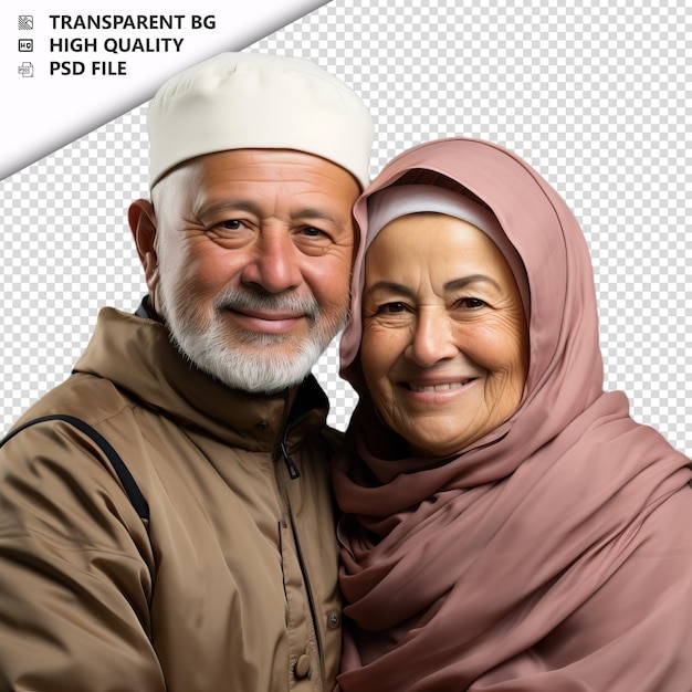 Romantic old arabic couple valentines day with jewelry ca transparent background psd isolated