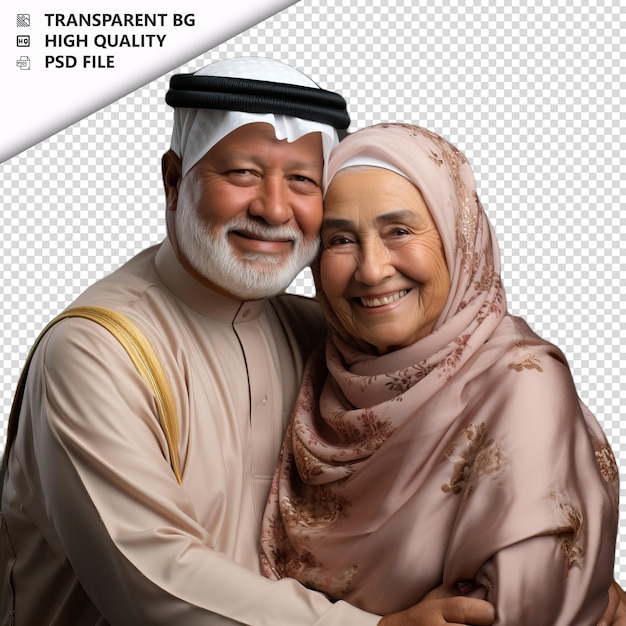 PSD romantic old arabic couple valentines day with jewelry tr transparent background psd isolated