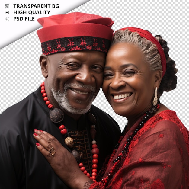 PSD romantic old black couple valentine's day z pocałunkiem tra przezroczyste tło psd izolowane