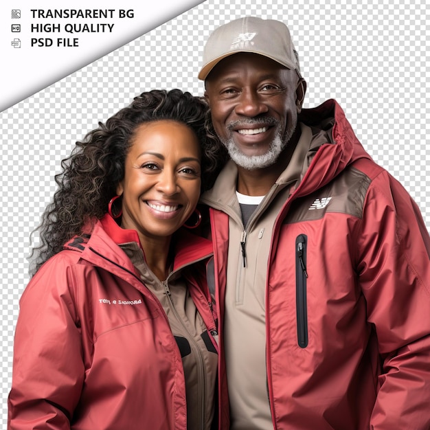 PSD romantic old black couple valentines day with holding han transparent background psd isolated