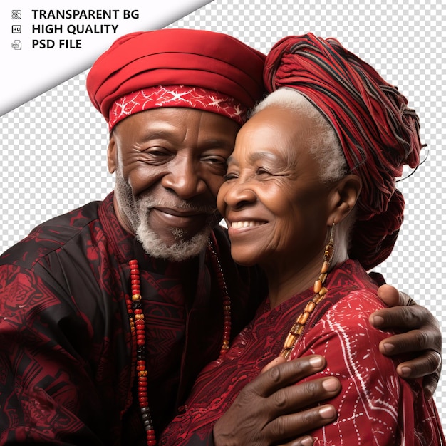 PSD romantic old black couple valentines day with kissing tra transparent background psd isolated