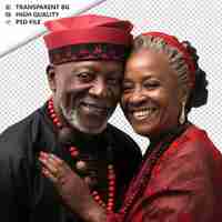 PSD romantic old black couple valentines day with kissing tra transparent background psd isolated