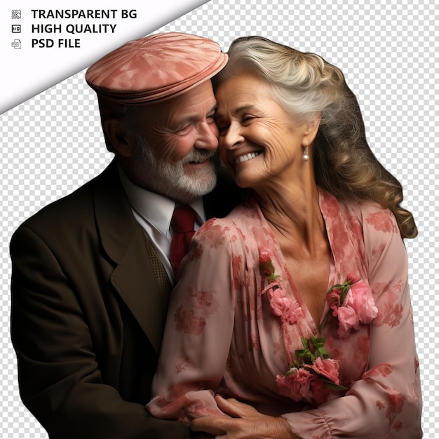 PSD romantic old brazil couple valentine's day z uściskami str przezroczyste tło psd izolowane