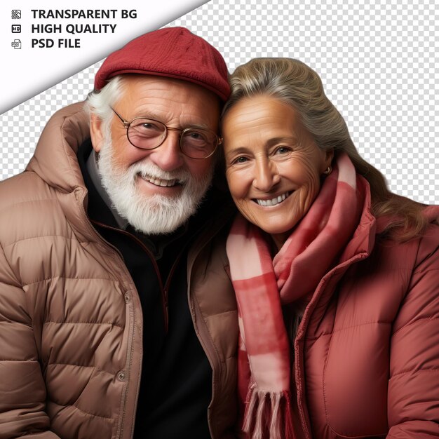 PSD romantic old europian couple valentines day with huging p transparent background psd isolated