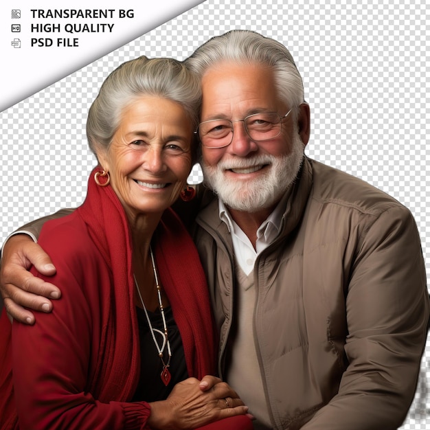 PSD romantic old german couple valentines day with presents e transparent background psd isolated