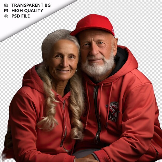 PSD romantic old german couple valentines day with presents p transparent background psd isolated