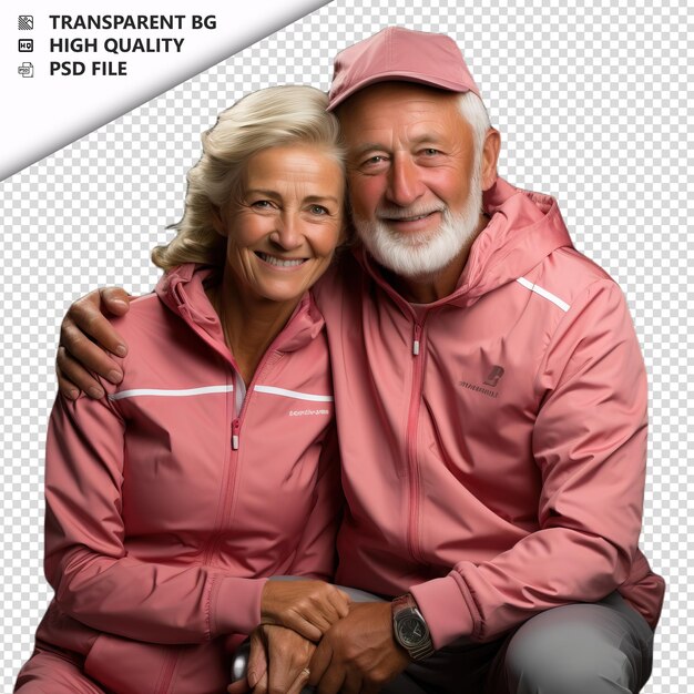 Romantic old german couple valentines day with presents s transparent background psd isolated