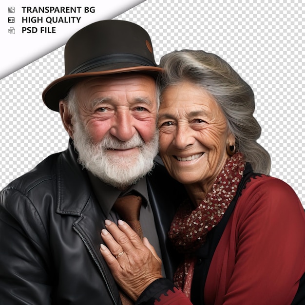 PSD romantic old jewish couple valentines day with jewelry bu transparent background psd isolated