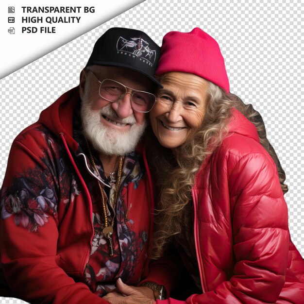 PSD romantic old turk couple valentine's day z huging stree przezroczyste tło psd izolowane