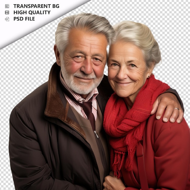 Romantic old turk couple valentines day with holding hand transparent background psd isolated