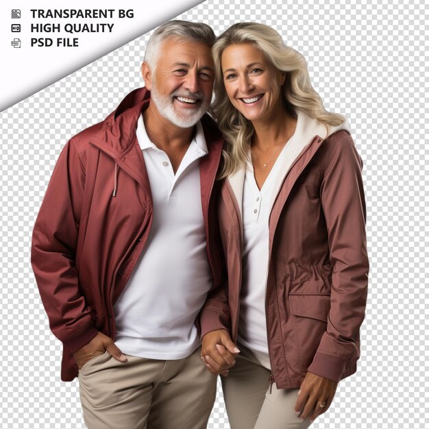 Romantic old white couple valentines day with holding han transparent background psd isolated