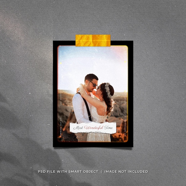 PSD romantic social media post photo frame mockup