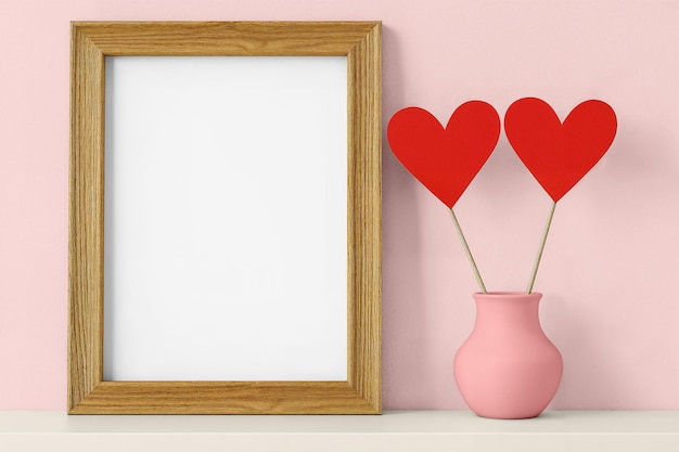 romantic valentines day decor hearts and a picture frame