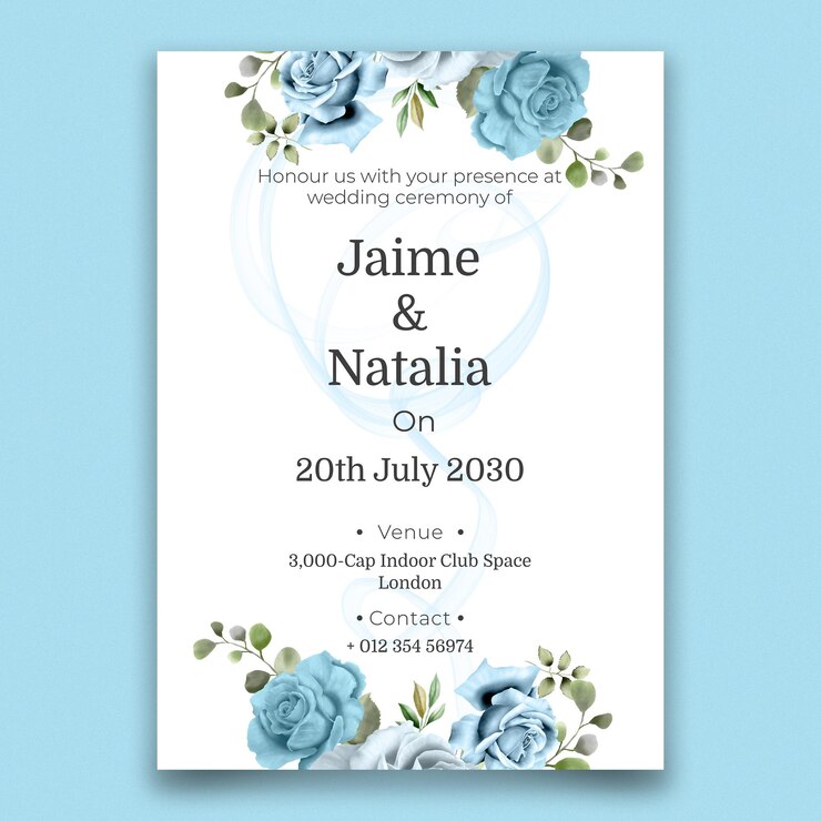 Romantic watercolor wedding invitation and menu template