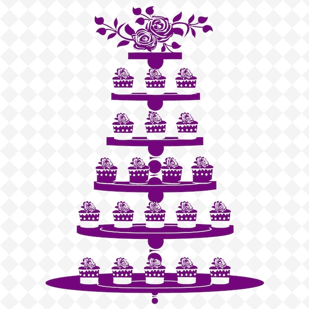 PSD romantic wedding cake outline met tier pattern en rose de illustration decor motifs collection