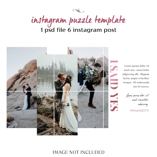 Romantic wedding instagram collage template