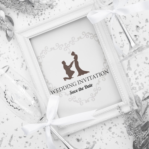 PSD romantic wedding invitation frame