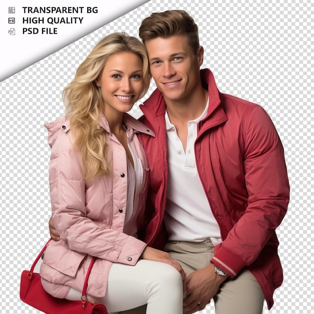 PSD romantic young american couple valentines day with gift p transparent background psd isolated