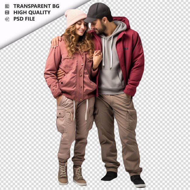 PSD romantic young arabic couple valentines day with huging s transparent background psd isolated