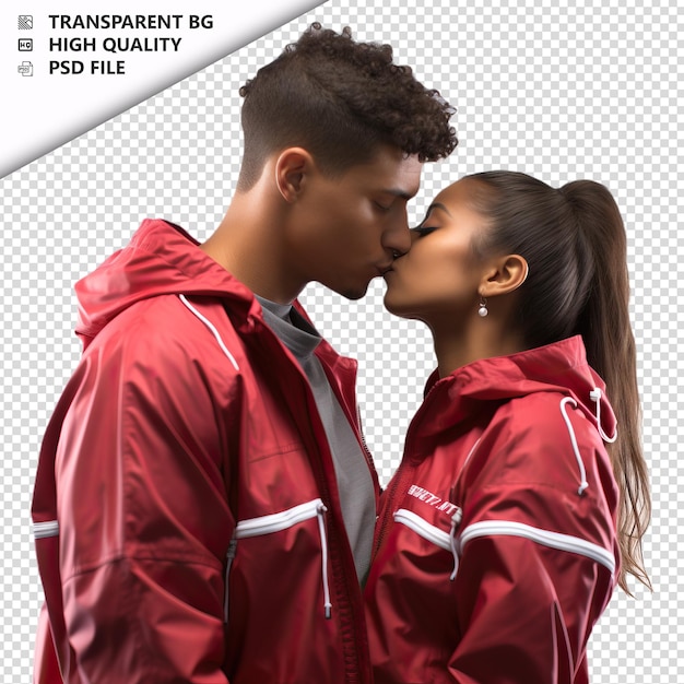 Romantic young brazil couple valentines day with kissing transparent background psd isolated