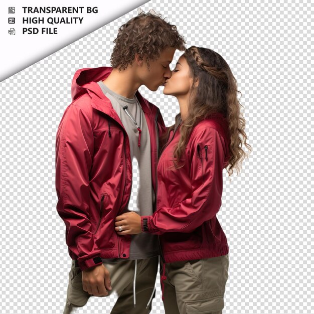 Romantic young brazil couple valentines day with kissing transparent background psd isolated