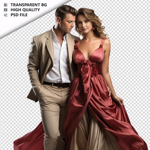 PSD romantic young europian couple valentines day with holdin transparent background psd isolated