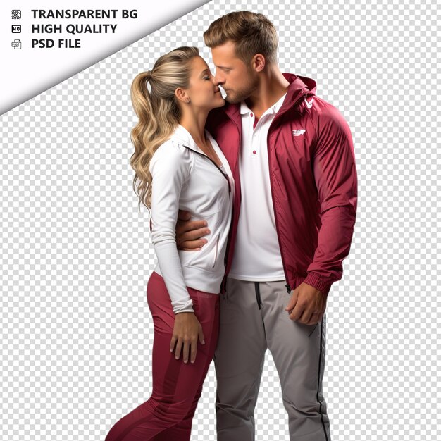 PSD romantic young europian couple valentines day with huging transparent background psd isolated