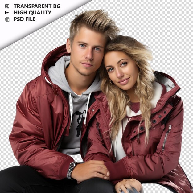 PSD romantic young europian couple valentines day with jewelr transparent background psd isolated