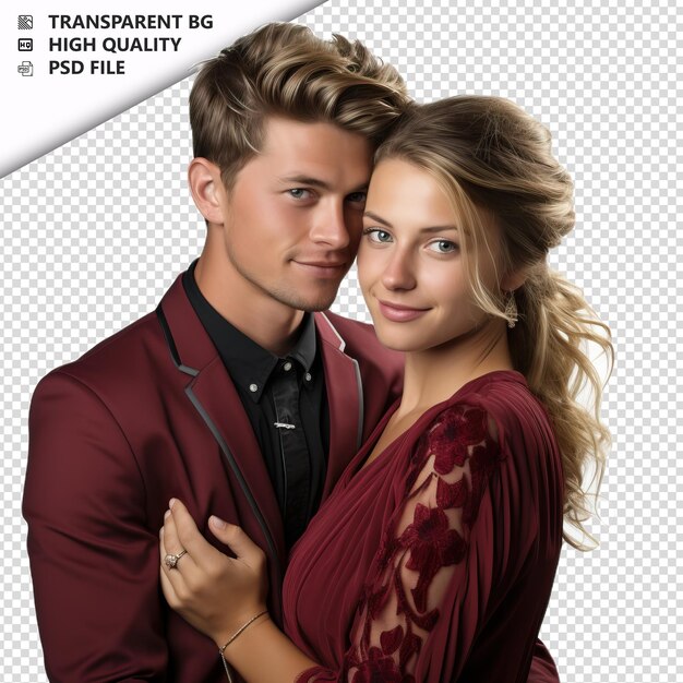 PSD romantic young europian couple valentines day with jewelr transparent background psd isolated